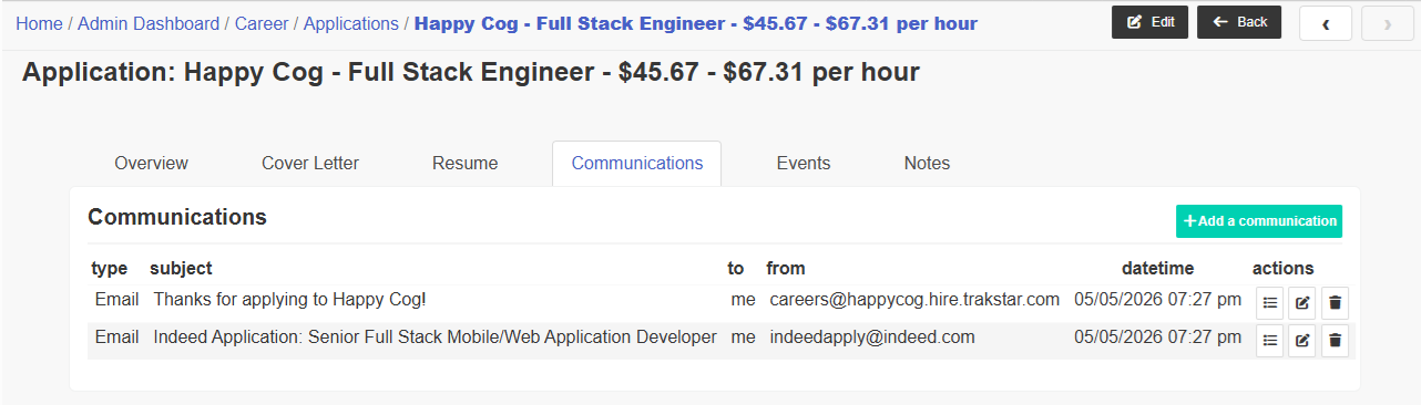 application communication listing