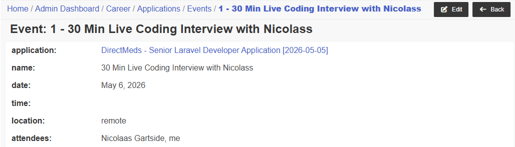 application event view